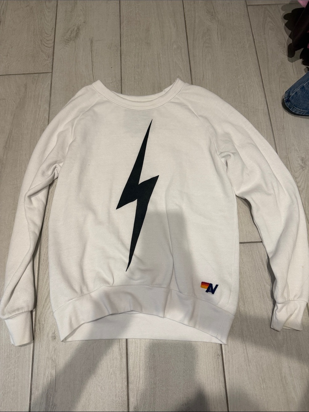 Aviator Nation White Lightning Bolt Sweatshirt